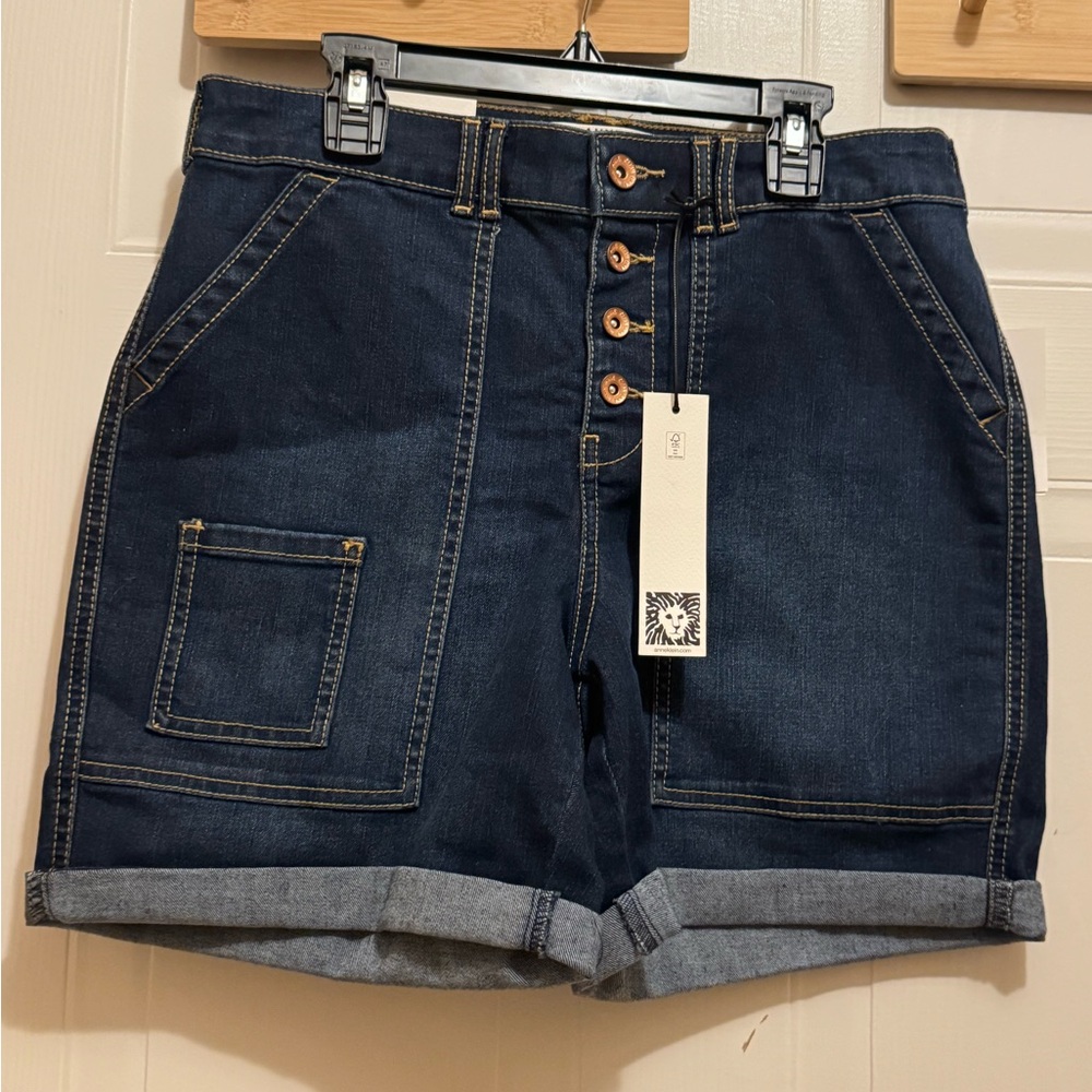 Anne Klein Sz 6 4 Button Utility Cargo Denim Shorts  NWT😊😊